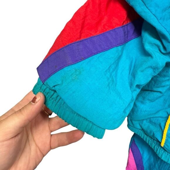 VTG 80s/90s Windbreaker Tracksuits Pink/Blue Jacket & Pants Set girls size 14 - Picture 7 of 16